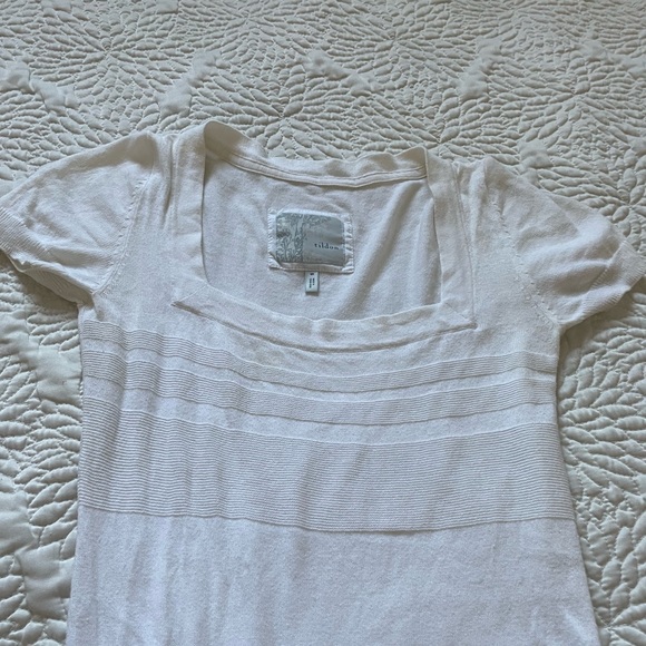 90’s Y2K Nordstrom Square Neck White Short Sleeve Blouse White Medium - Picture 4 of 5